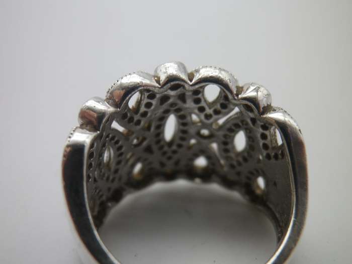 Sterling Silver & CZ Vintage Dress ring. Size: K 1/2- L. 7g Gorgeous