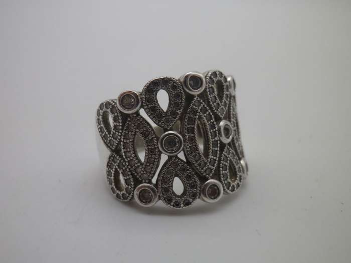 Sterling Silver & CZ Vintage Dress ring. Size: K 1/2- L. 7g Gorgeous
