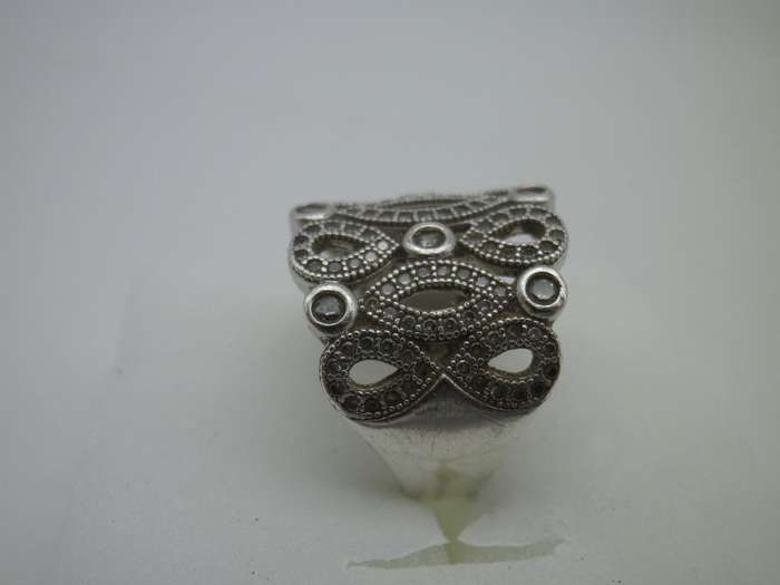 Sterling Silver & CZ Vintage Dress ring. Size: K 1/2- L. 7g Gorgeous
