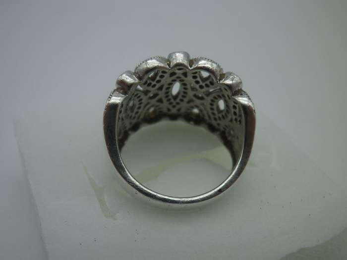 Sterling Silver & CZ Vintage Dress ring. Size: K 1/2- L. 7g Gorgeous
