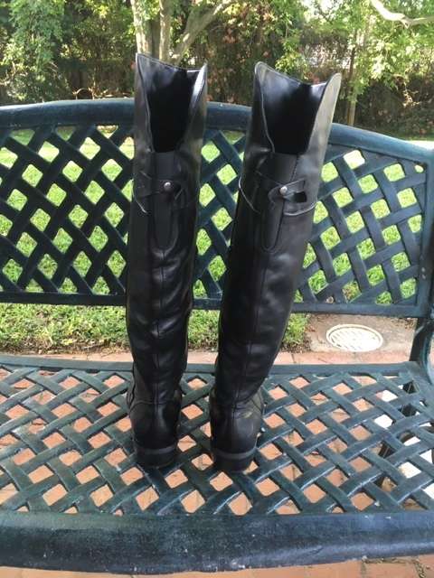 High Black Leather Boots by Green Cross