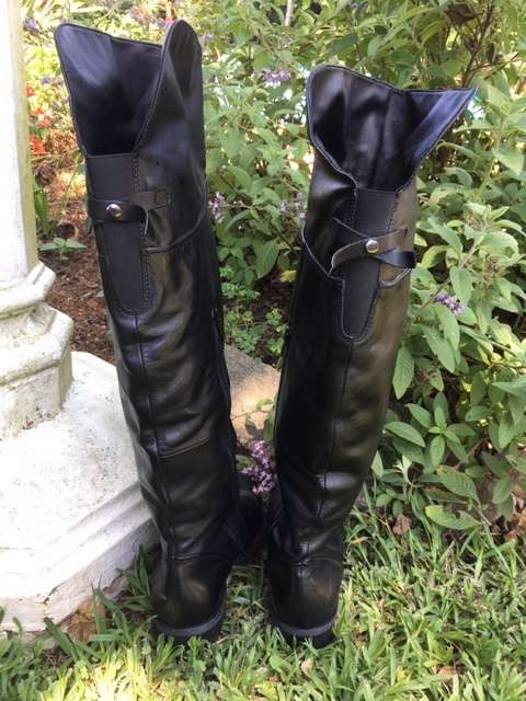 High Black Leather Boots by Green Cross