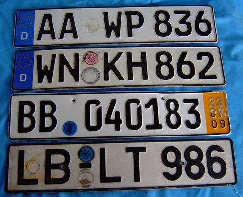 4 Original German Metal Number Plates (27/11)
