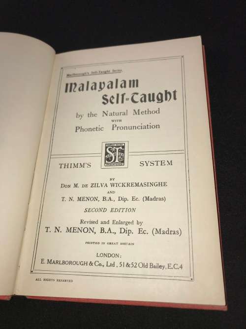 MALAYALAM SELF-TAUGHT BY NATURAL METHOD WITH PHONETIC PRONUNCIATION 1932