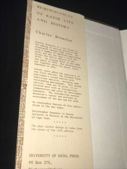 REMINISCENCES OF KAFIR LIFE AND HISTORY BY CHARLES PACALT BROWNLEE