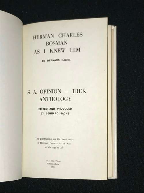 HERMAN CHARLES BOSMAN AS I KNEW HIM BY BERNARD SACHS
