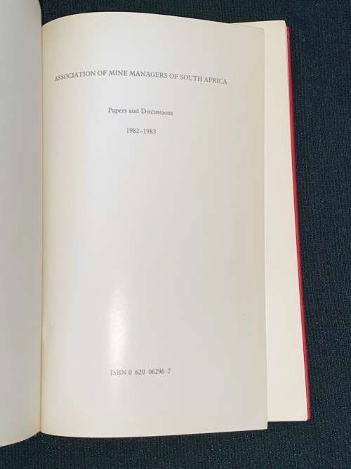 ASSOCIATION OF MINE MANAGERS OF SA PAPERS AND DISCUSSIONS 1982-1983