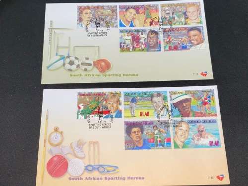 SOUTH AFRICAN SPORTING HEROES 7.10 AND 7.11  SOUTH AFRICA FDC NUWELAND 2001