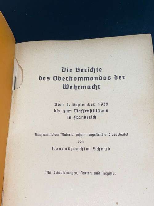 DIE BERICHTE DES OBERKOMMANDOS DER WEHRMACHT VOM 1. SEPTEMBER 1939 GERMAN NAZI WW2