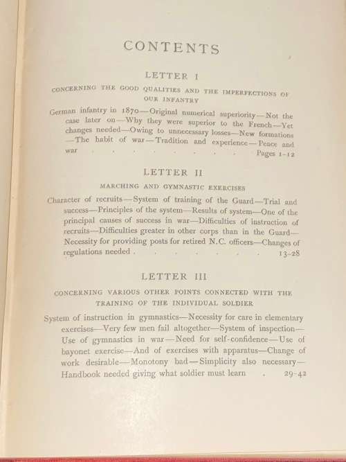 LETTERS ON INFANTRY BY PRINCE KRAFT ZU HOHENLOHE INGELFINGEN TRANSLATED BY LIEUT-COL N.L. WALFORD
