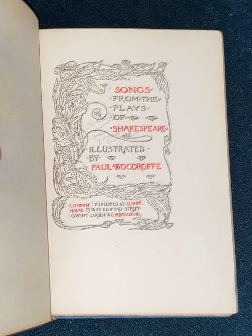 SONGS FROM THE PLAYS OF SHAKESPEARE ILLUSTRATED BY PAUL WOODROFFE 1908