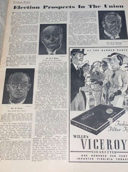 THE FORUM SOUTH AFRICA`S FIRST NATIONAL REVIEW CONSTRUCTIVE INDEPENDENT VOLUME 1 #1 1938