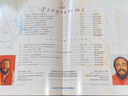 PAVAROTTI IN SOUTH AFRICA 1996 SOUVENIR PROGRAMME