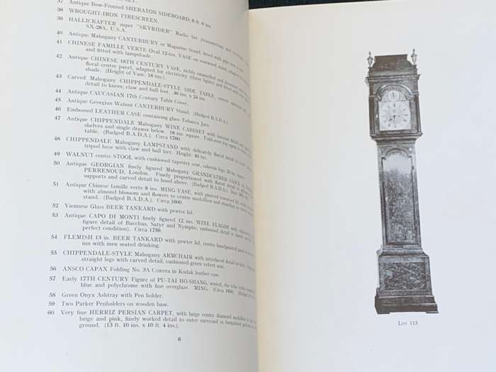 ANTIQUES CATALOGUE OF MOST OUTSTANDING COLLECTION BY MR. A.R. ZOCCOLA 26 NOV 1952 NEWLANDS