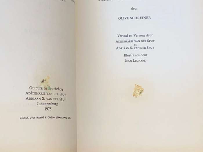 OLIVE SCHREINER ARBEID EN DIE VROU GEDENKUITGAWE 1975 SIGNED