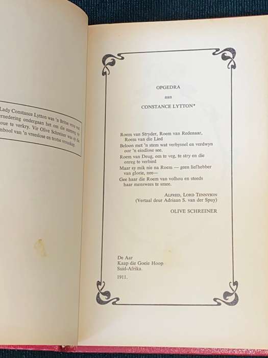 OLIVE SCHREINER ARBEID EN DIE VROU GEDENKUITGAWE 1975 SIGNED
