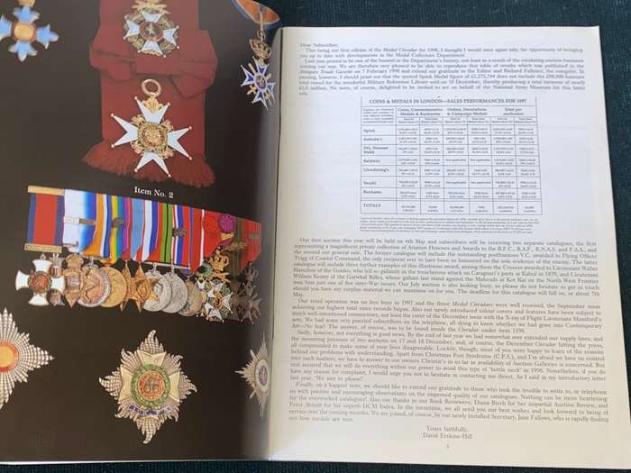SPINK MEDAL CIRCULAR NUMBER 9 APRIL 1998