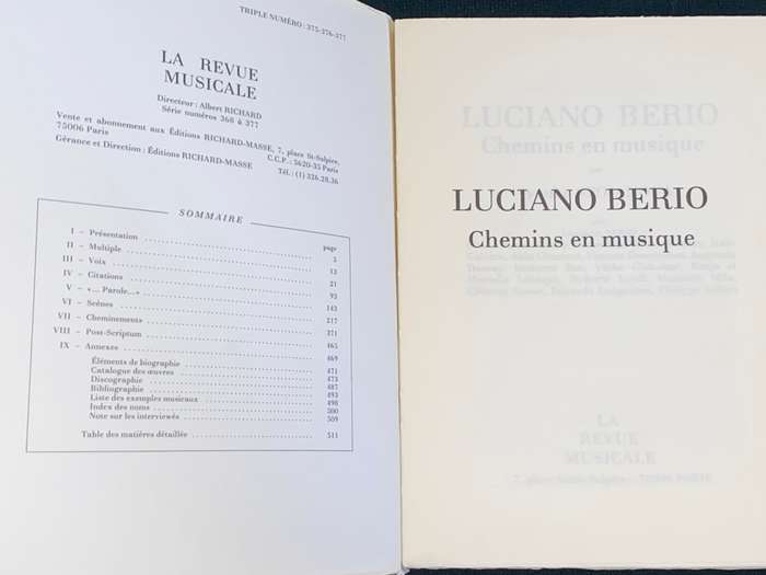 LUCIANO BERIO CHEMINS EN MUSIQUE PAR IVANKA STOIANOVA