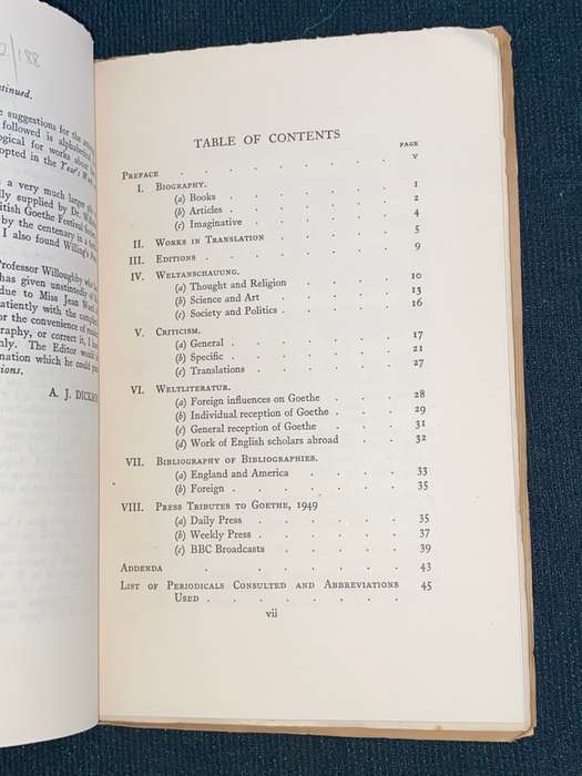 GOETHE IN ENGLAND 1909-1949 A BIBLIOGRAPHY COMPILED BY A.J. DICKSON