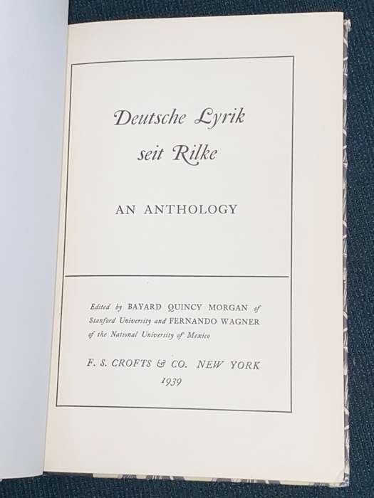 DEUTSCHE LYRIK SEIT RILKE AN ANTHOLOGY 1939