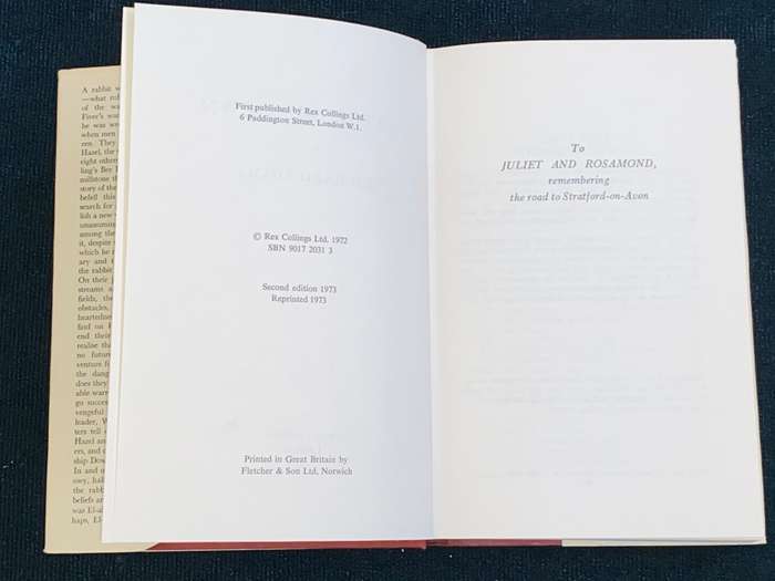 WATERSHIP DOWN BY RICHARD ADAMS 1973