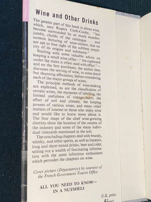 COLLINS NUTSHELL BOOKS - WINE AND OTHER DRINKS BY RUPERT CROFT-COOKE