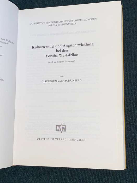 KULTURALWANDEL UND ANGSTENTWICKLUNG BEI DEN YORUBA WESTAFRIKAS WITH ENGLISH SUMMARY