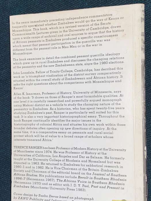 PEASANT CONSCIOUSNESS AND GUERRILLA WAR IN ZIMBABWE BY TERENCE RANGER