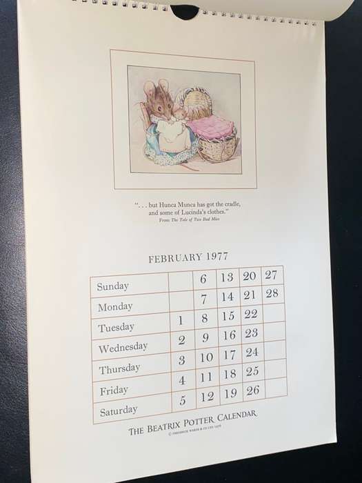 THE BEATRIX POTTER CALENDER 1977