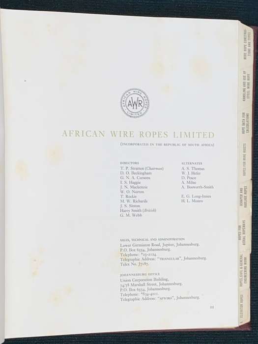 AFRICAN WIRE ROPES LIMITED CATALOGUE AND ROEBLING CALCULATOR