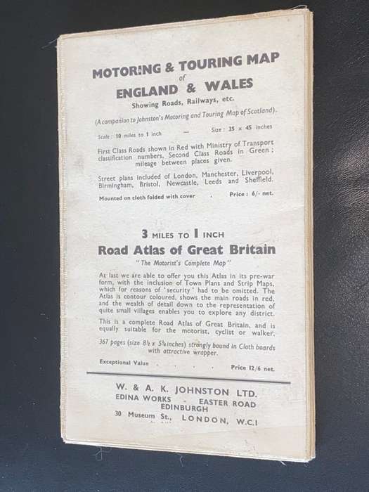 JOHNSTON`S VINTAGE MOTORING & TOURING MAP OF SCOTLAND