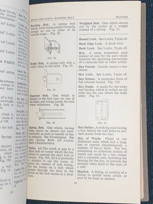 LOCKS AND BUILDERS HARDWARE GLOSSARY, DESIGN MANUFACTURE AND HISTORY