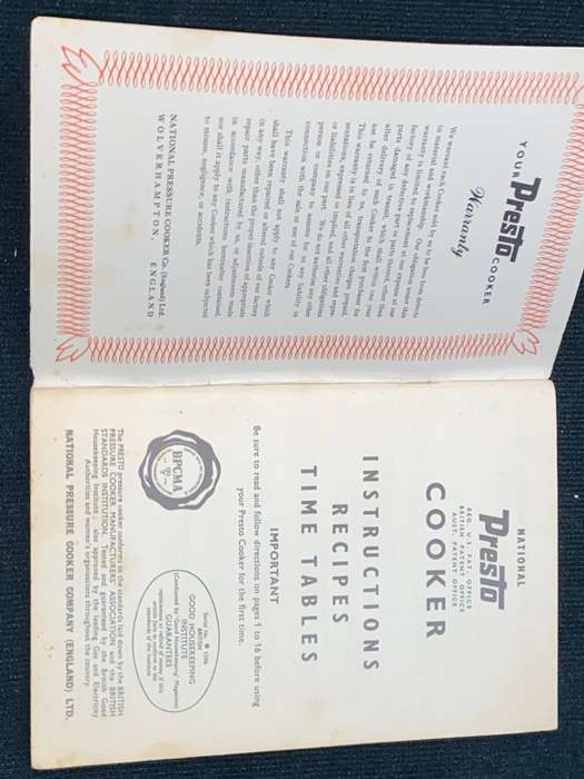 VINTAGE PRESTO PRESSURE COOKER RECIPES & INSTRUCTIONS