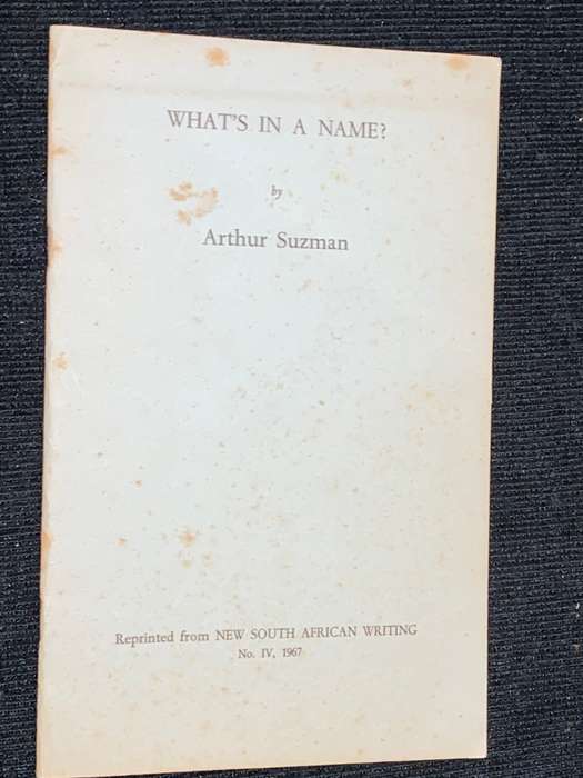 WHAT`S IN A NAME BY ARTHUR SUZMAN 1967 SIGNED