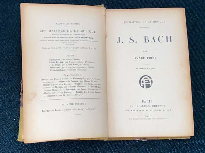 J.S. BACH PAR ANDRE PIRRO - LES MAITRES DE LA MUSIQUE 1907