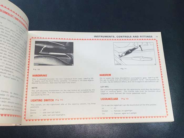 FORD CORTINA OWNER'S HANDBOOK SA EDITION IN ENGLISH AND AFRIKAANS NOV 1973