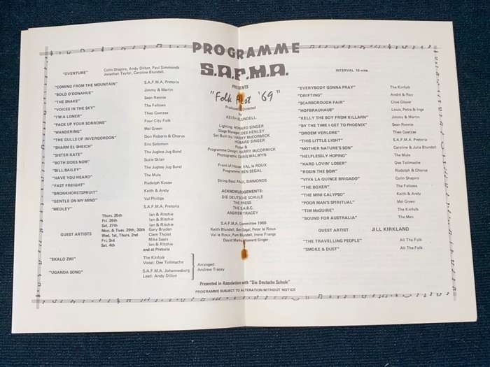 FOLK FEST 69 PROGRAMME