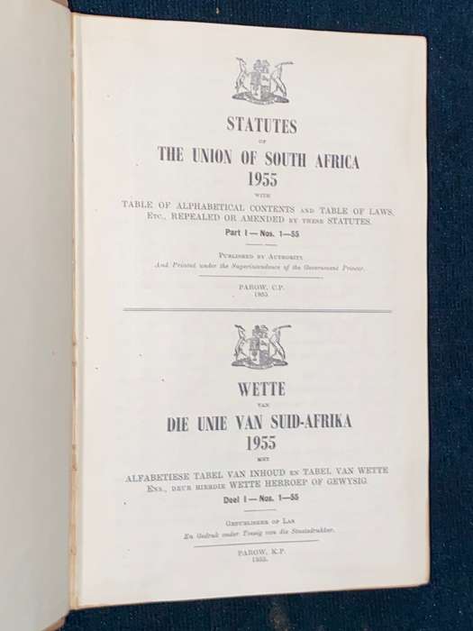 STATUTES OF THE UNION OF SOUTH AFRICA 1955 \WETTE VAN DIE UNIE VAN SUID-AFRIKA 1955