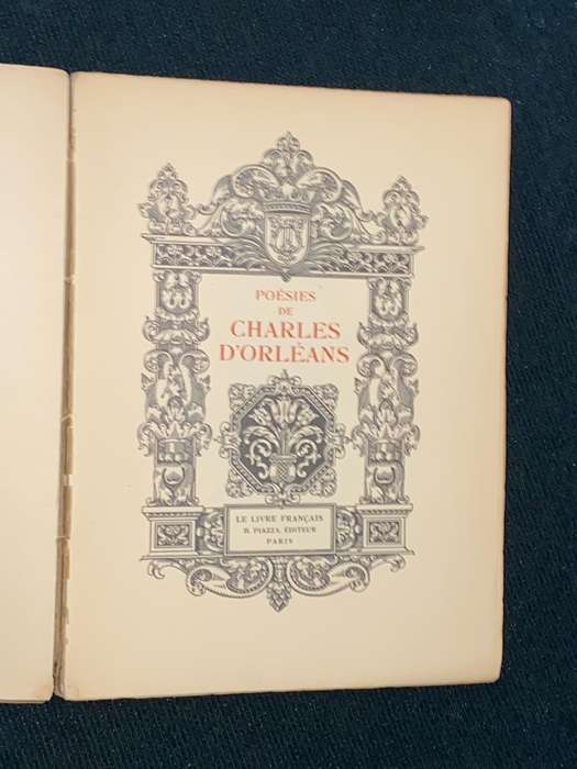 POESIES DE CHARLES D'ORLEANS 1926