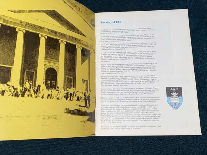 INTRODUCING THE UNIVERSITY OF CAPE TOWN VINTAGE BROCHURE