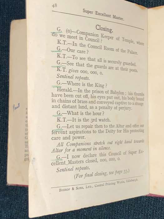 THE CRYPTIC DEGREES SCOTTISH WORK 1927 - FREEMASONRY