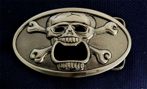 SKULL NOVELTY BOTTLE OPENER BELT BUCKLE