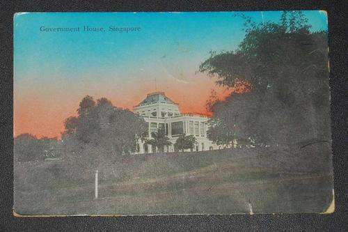 1915 GOVERNMENT HOUSE SINGAPORE POSTCARD TO CAPE COLONY
