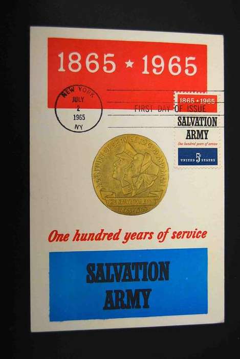 1865 - 1965 UNITED STATES SALVATION ARMY COMMEMORATIVE POSTCARD NEW YORK