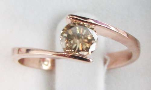 **CHOCOLATE DIAMOND [R25470]** ROUND CUT [0.430ct] SOLITAIRE DIAMOND RING [ROSE GOLD] - BUY SAFE