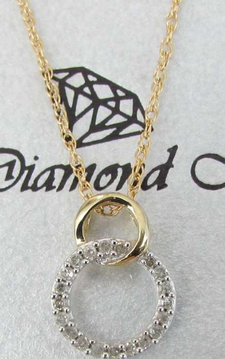 **LAST CHANCE [R17679]** DIAMOND CIRCLE PENDANT [0.200ct] ROUND CUT + OPTIONAL CHAIN  -  BUY SAFE