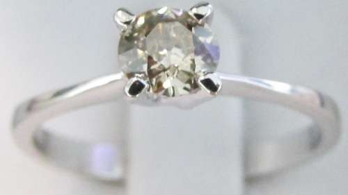 **4 CLAW DESIGN [R26473]** ROUND CUT [0.416ct] SOLITAIRE DIAMOND RING [WHITE GOLD] - BUY SAFE