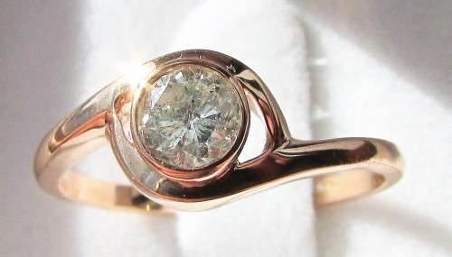 **1/2ct SOLITAIRE [R31036]** ROUND CUT DIAMOND [0.485ct] SWIRL RING [ROSE GOLD] - BUY SAFE