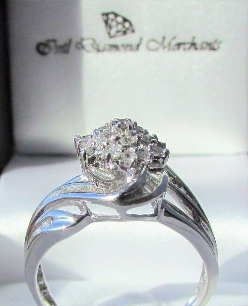 **SHOWSTOPPER [R52643]** CLUSTER SWIRL DESIGN [1.095ct] DIAMOND RING [WHITE GOLD] - BUY SAFE