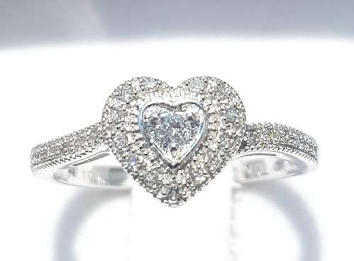 **SUPER DEAL | R23419** HEART DESIGN | 0.245ct | DIAMOND RING | WHITE GOLD - BUY SAFE